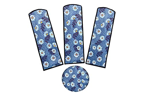 Image of Stylista Waterproof & Dustproof Three Blade Ceiling Fan Cover with attachable Enclosure Set of 5 Fan Covers Floral Pattern Blueish Grey