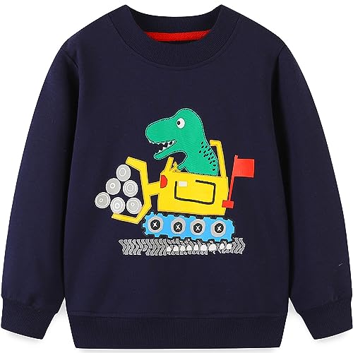 Funnymore Toddler Kid's Boy's Clothes Sweatshirt,Fall Winter Long Sleeve Shirt Sweater Top Navy Dinosaur 3t