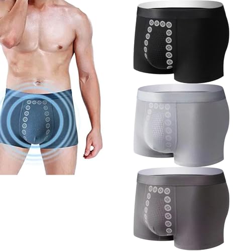 Tseonmis Men's Massage Magnetic Therapy Underwear,Men's Underwear Boxer Briefs,Magnetic Therapy Energetic Men Pants (3pcs-a,L)