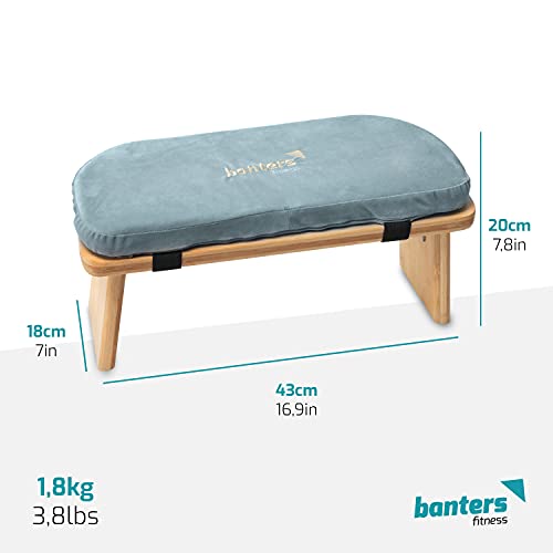 banters Meditation Bench Foldable - Made of solid Bamboo - Portable Kneeling stool with Cushion - Image 3