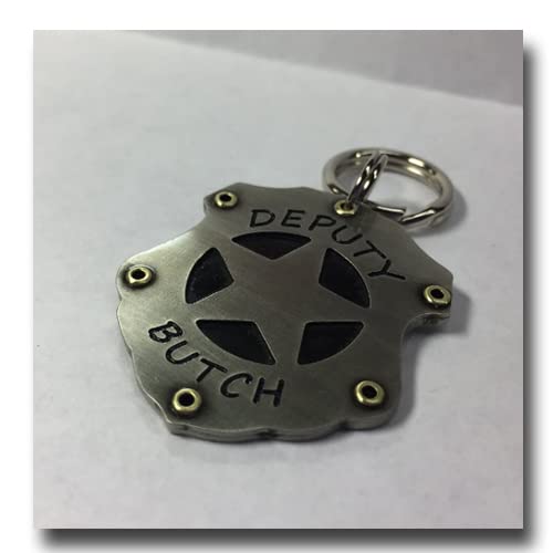 Novelty Fun Deputy Star Dog Tag ID-Hand Crafted Metal Pet Id Tag-Custom Stamped Dog Collar Tag-Law Enforcement Pet emblem Tag-Personalized(1 1/4")