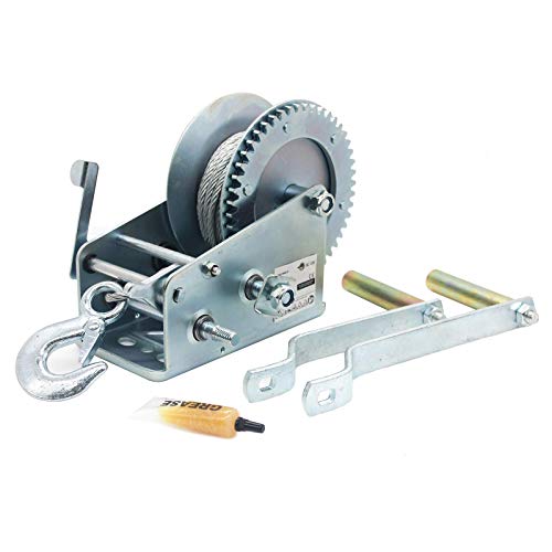 AC-DK 3500lb Hand Crank Winch with 26ft Steel Cable,Heavy Duty Boat Trailer Winch with Safety Pawl, 4.1:8.1 Gear Crank Winch, Quality Trailer Towing Winch with 2 Handles for ATV SUV UTV Winch