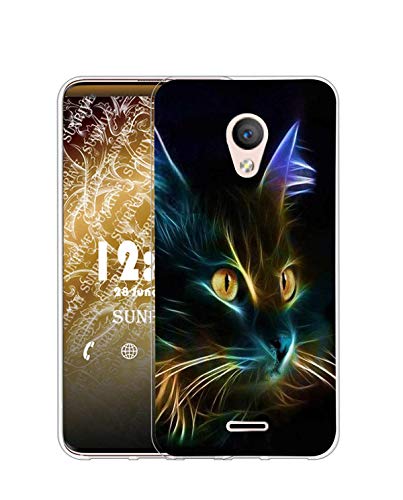 Sunrive Kompatibel mit Wiko Harry Hülle Silikon, Transparent Handyhülle Schutzhülle Etui Hülle (Q Katze 6)+Gratis Universal Eingabestift MEHRWEG