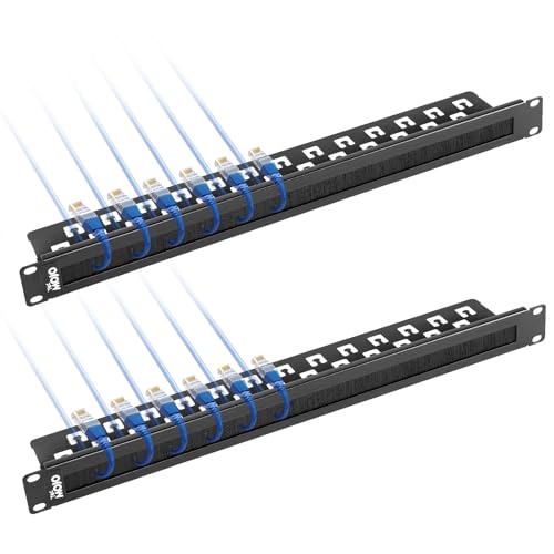 1U 2 Pack Brush Panel Brush Strip Plate for Cable Entry&Management Server Rack Cable Organizer with Tidy Brush for 19in Network Rack/Server Rack/Cabinet Enclosure Black