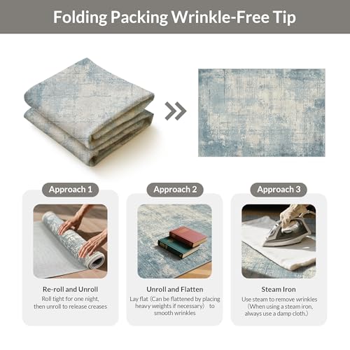 GENIMO Washable Runner Rug 80x150cm - Short Pile Non-Slip Carpet Runners, Mist Blue Machine Washable Rug for Bedroom, Hallway - Soft & Durable - Image 5