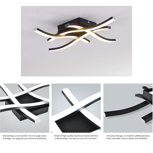 Lámpara de techo LED regulable con mando negro de aluminio salón 4