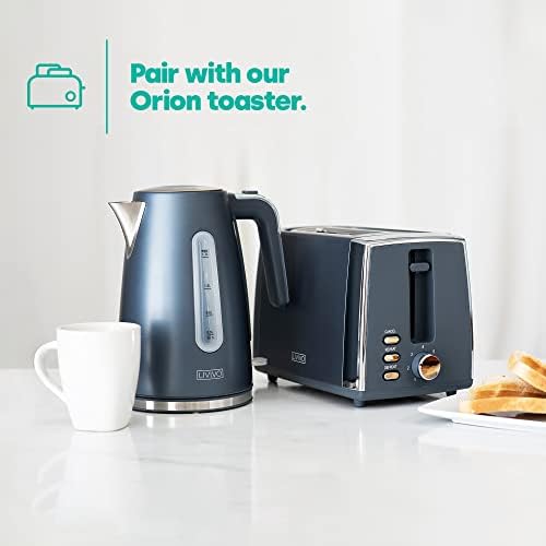 LIVIVO Orion Electric Kettle Fast Boil Jug Hot Water Dispenser 3000W 1.7L BPA Free 360° Swivel Base  Stainless Steel Matt Finish (Grey/Silver)