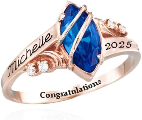 Personalized Graduation Rings for Women 925 Silver/10K/14K/18K Gold Custom-made Birthstone Engraved College Class Commemorative Rings for Graduats - Image 3