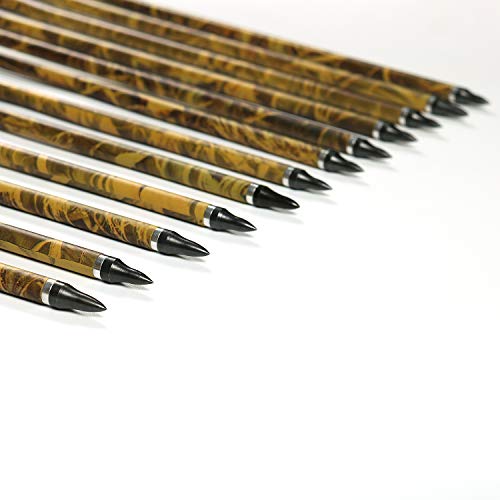 ARCHERY SHARLY [12 Pack] 31Inch Carbon Arrow Practice Hunting Arrows with 5\" Camo Natural Feathers for Traditional Recurve Bow and Longbow - Thumbnail 2