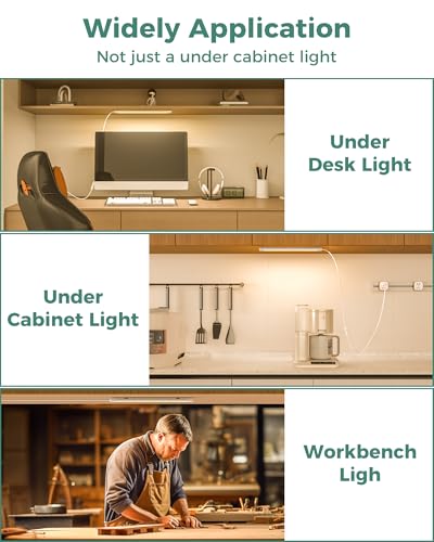 Image of ASOKO 16 inch Under Cabinet LED Lights Plug in Workbench Light 700LM 2700K