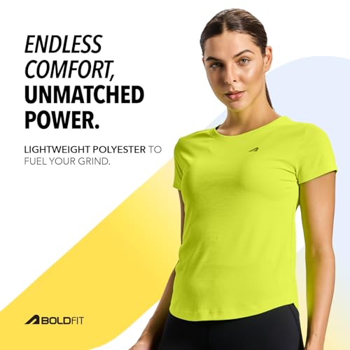 Image of Boldfit Tshirt for Woman Relaxed Fit Gym Tshirt for Women Workout Lightweight T Shirt for Woman Breathable Women T Shirt Round Neck T Shirts for Training, Running, Gym, Yoga, Badminton, Pickleball