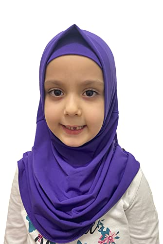 ihvan online, Mädchen/Kinder Hijab gebrauchsfertig, weich, leicht und bequem, Farbe: Violett Cover