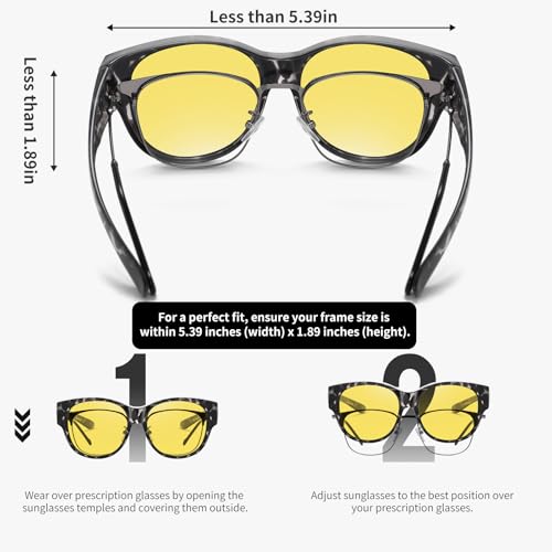 Image of GEGURI Polarized Sunglasses Fit Over Glasses for Men Women, Oversized Square Sun Glasses UV400 Protection Shades