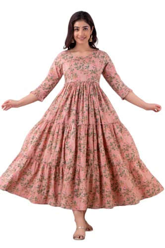 Image of Women's Cotton Anarkali Comfortable Maternity Feeding Kurta Dress with Zippers