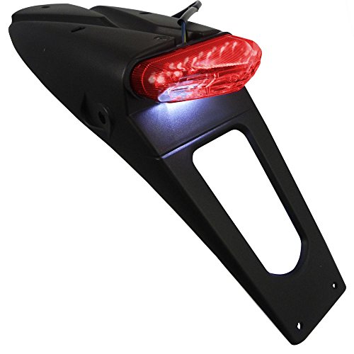 one by camamoto cod. 77541306 faro parafango posteriore completo di stop a LED e luce targa omologato adattabile per cross motard enduro, vetro rosso