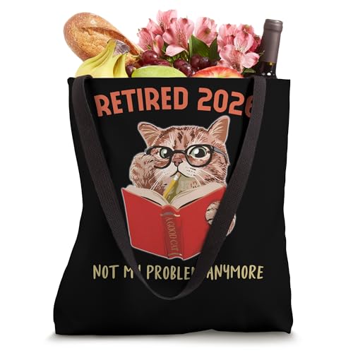 Bolso tote divertido para amantes de los gatos: 'Retirado 2026, ya no es mi problema' miniatura 4
