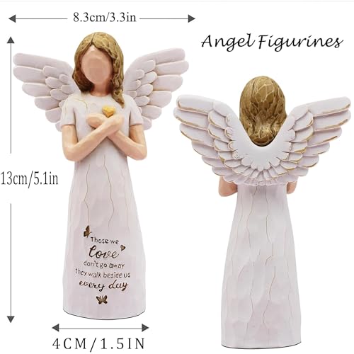 Figura de ángel de resina pintada 12.95 cm crema miniatura 2