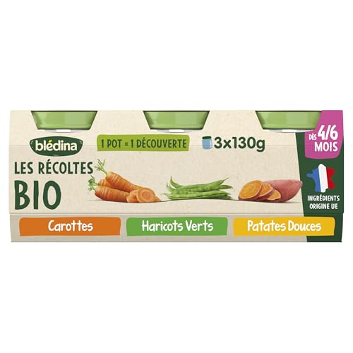 Blédina - Les Récoltes Bio - Carottes, Haricots Verts, Patate