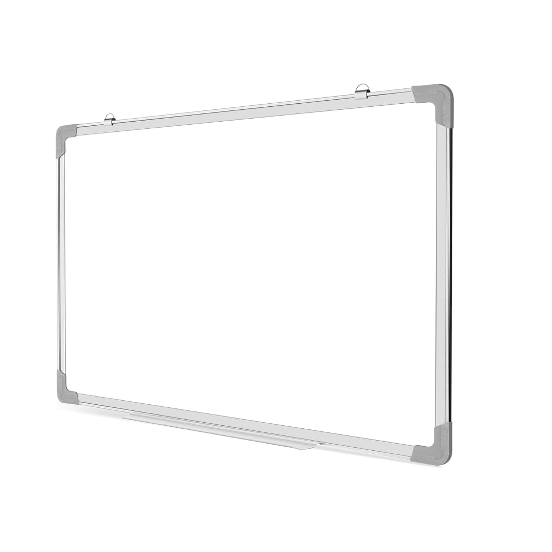 AIBULO 90x60cm Magnetic Whiteboard with Pen Tray | Dry Wipe White Board with Aluminium Frame | Wall-Mountable Magnetic Notice Board for Home, Office, School & Classroom Use