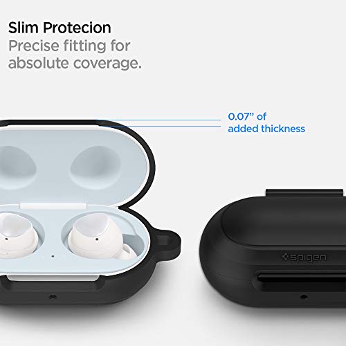 Image of Spigen Silicone Fit | Samsung Galaxy Buds+ / Buds Case Cover [Carabiner Included] [Soft Shell] [Light Compact] Silicone - Black