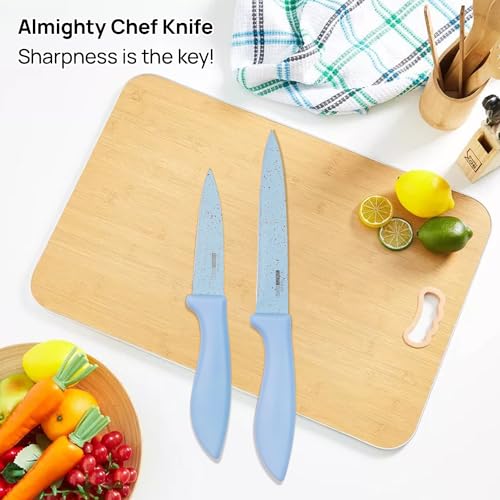 Image of SKYTONE Knife Set of 3 with Cover, Stainless Steel Knives for Kitchen| Sharp Edge Cutting Chef Knifes for Chopping Vegetables, Fruits, Multipurpose Knife, Kitchen Tools