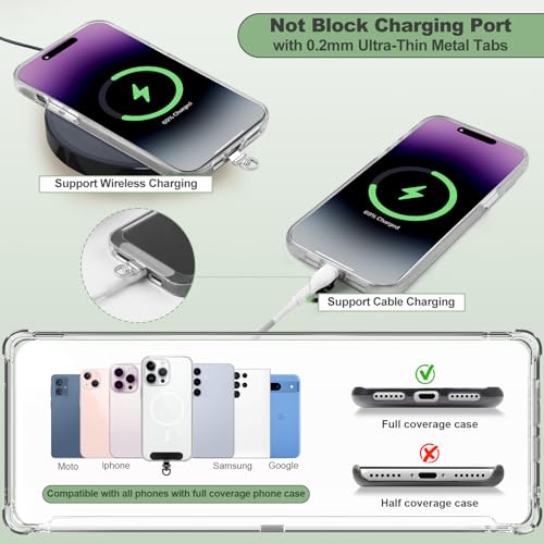 Image of YFWE Clip and Go Strap for Phone with Wallet Crossbody, Adjustable Phone Lanyard with Detachable RFID Wristlet Wallet, Phone Strap with Phone Tabs for All Phones, Purple Checkered (M)