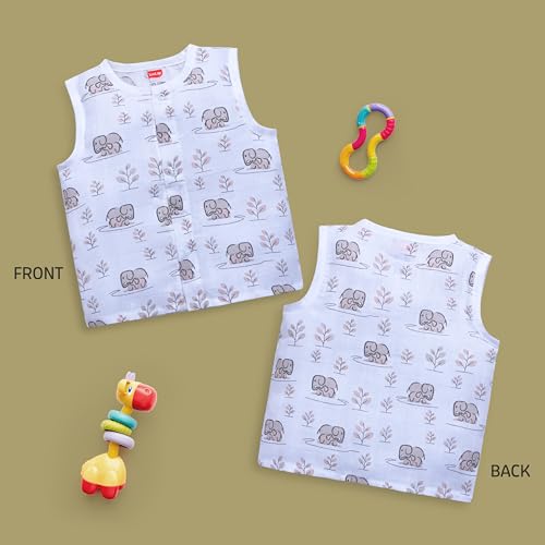 Image of LuvLap Baby Boys & Girls Regular Fit 100% Cotton Sleeveless Jhabla pack of 5