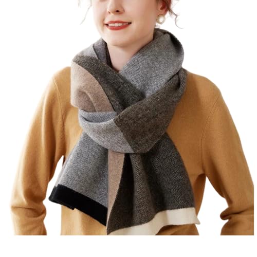 OWEIEYEU Women Cashmere Scarf Color Block Basic Style Fall Winter