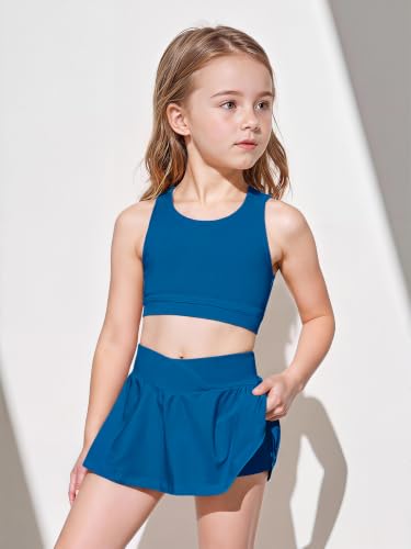 Image of SOLY HUX Toddler Girl's 2 Piece Workout Outfits Lightweight Crop Tank Tops and Skort Athletic Set