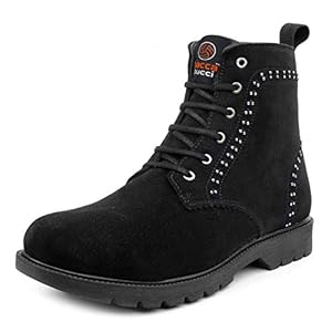 Bacca Bucci Lethal Original 6-Eye Genuine Suede Leather Ankle Boots for Men-with Metal Rivets -Black