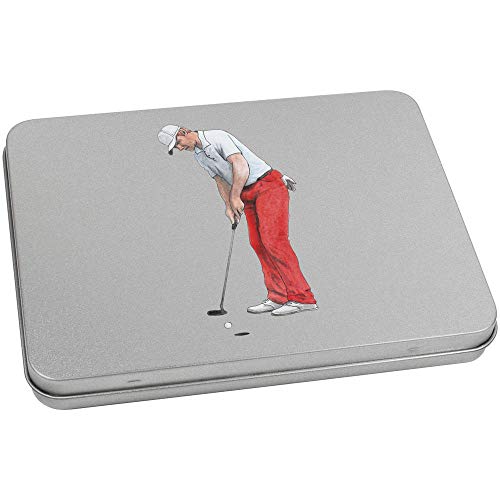 Azeeda 170mm 'Putting Golfer' Metal Hinged Tin/Storage Box (TT00131778)