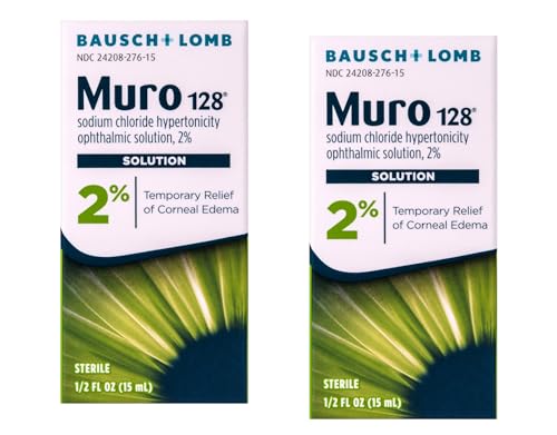 Muro 128 2% Sodium Chloride Hypertonicity Ophthalmic Solution, from Bausch + Lomb, 0.5 Fl Oz (15 mL) (Pack of 2)