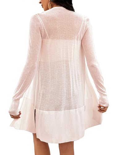 Image of Women's Trendy Lightweight Long Cardigans Summer Casual Beach Vacation Open Front Cardigan 2379