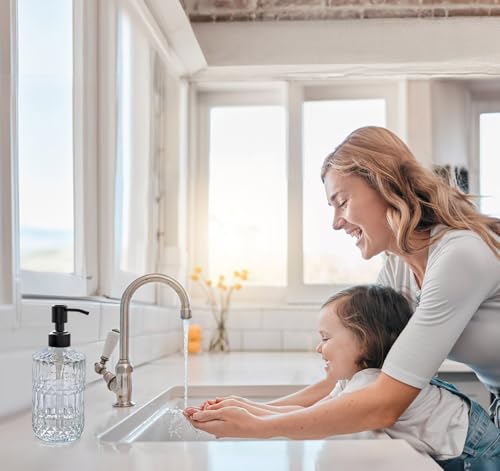 Image of JASAI 18Oz Clear Glass Soap Dispenser with Black Rust Proof Pump