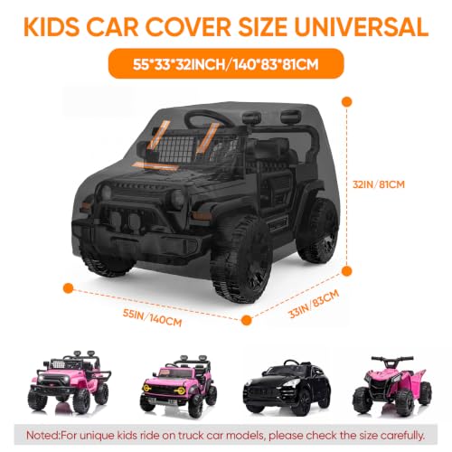 Image of Kids Ride On Car Cover, 420D Large Power Wheels Cover Waterproof | Fit for Power Wheels Jeep & Toddler Electric Vehicles,All Weather Protection, with 3 Reflective Strips &Windproof Buckles