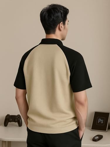 Image of Jump Cuts || Mens || Printed || Polo Neck || Raglan Half Sleeve || Cotton Blend || T-Shirt
