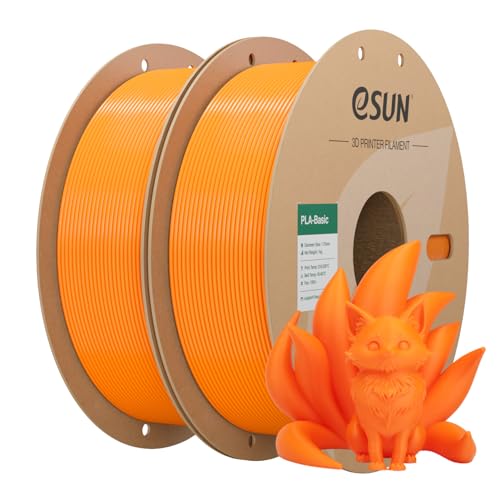 Image of eSUN PLA Basic Filament 1.75mm, 1KG Spool (2.2 LBS) 3D Printer PLA Filament, Fits for Most FDM 3D Printers, Orange 2PCS Bundle Set