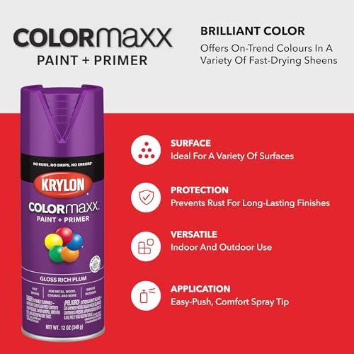 Image of Krylon K05536007 COLORmaxx Spray Paint, Aerosol, Rich Plum