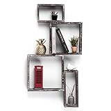 JACKCUBE Design 4 Cube Wall Mounted Rustic Floating Shelves, Wood Display Shelf, Shadow Box ,...