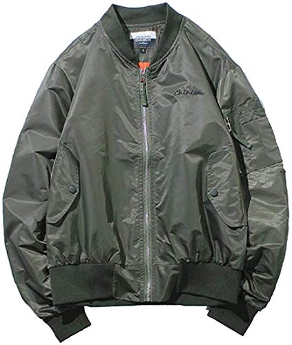 Men Winter Casual Jackets Bomber Varsity Diamond Quilted Fall Coats Outwear,ArmyGreen,Large