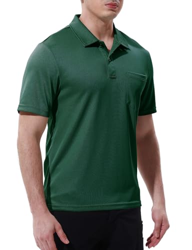 Image of Rdruko Men's Polo Shirts Short Sleeve Quick Dry Outdoor Golf Sports Shirts with Pocket
