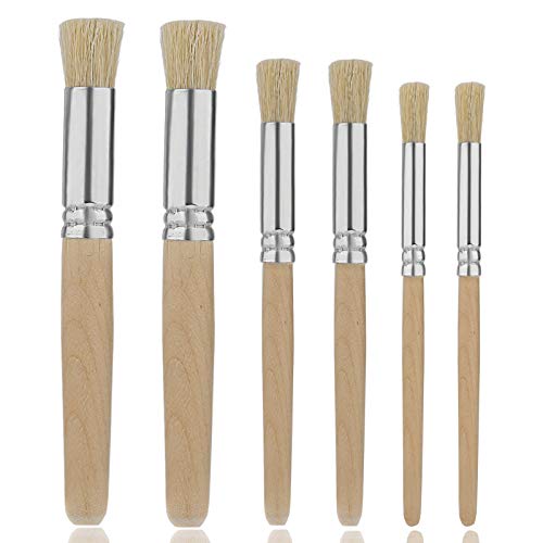 TOYMIS - Juego de 6 Pinceles de Madera, Pinceles de cerdas Naturales, para Pintura acrílica, Pintura al óleo, Acuarela, fabricación de Tarjetas, proyectos de Bricolaje artesanías (3 tamaños)
