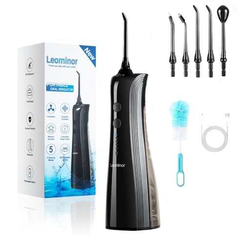 Leominor Water Dental Flosser - 5 Modes Cordless Portable Oral Irrigator, IPX7 Waterproof,...