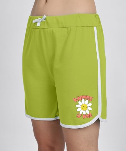 Image of SHODOX 100% Cotton Women Casual Shorts - Printed Short for Gym, Yoga, Cycling, Dance, Summer - Regular Fit (Pack of 2)