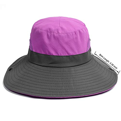 Vicsport Women Sun Hat Wide Brim Bucket Mesh Boonie Cap Outdoor Fishing Hats Uv Protection Purple #TOP2