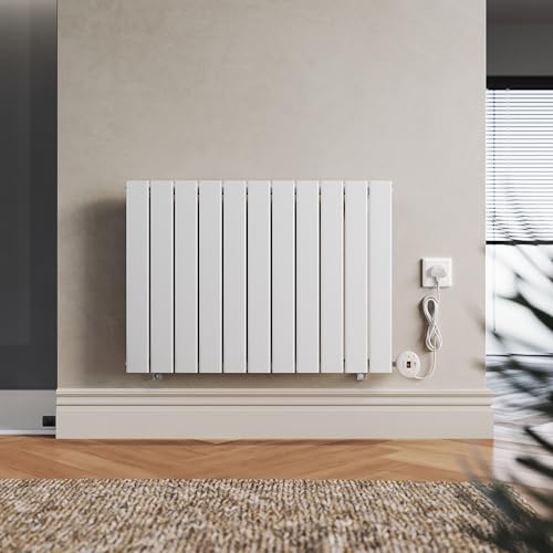ELEGANT 800W Smart WiFi Thermostatic Electric Radiator, Wall Mounted Designer Panel Heater with 7d/24h Timer & LCD Display, White, 600x832mm