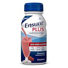 Ensure Plus Nutrition Shake Bottle, Strawberry, 8 Fluid Ounce, 6 Count Pack of 4