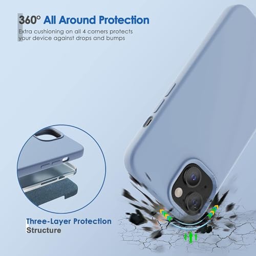 Image of MIDOS Back Cover Compatible with iPhone 14 Case Liquid Silicone Full Protection Shock Proof Back Cover for iPhone 14 (S Syria Blue)