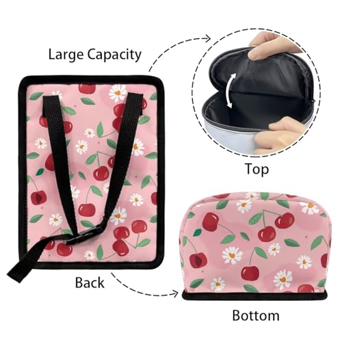 Image of Car Trash Can with Lid - Leak-Proof Garbage Bin, Hanging Waste Basket, Interior Organizer Bag, Cherry Daisy