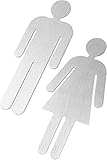 JUNTOS O POR SEPARADO - Las placas adhesivas de puertas baño de "Damas" y "Caballeros" se pueden colocar por separado en dos puertas como cartel baño – o si solo hay un inodoro lavabo como "grupo" de rótulos de señal aseos